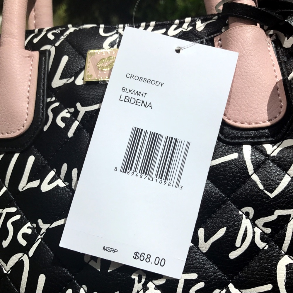 BETSEY JOHNSON White Black Blush Crossbody Bag! 💖 - Picture 4 of 7